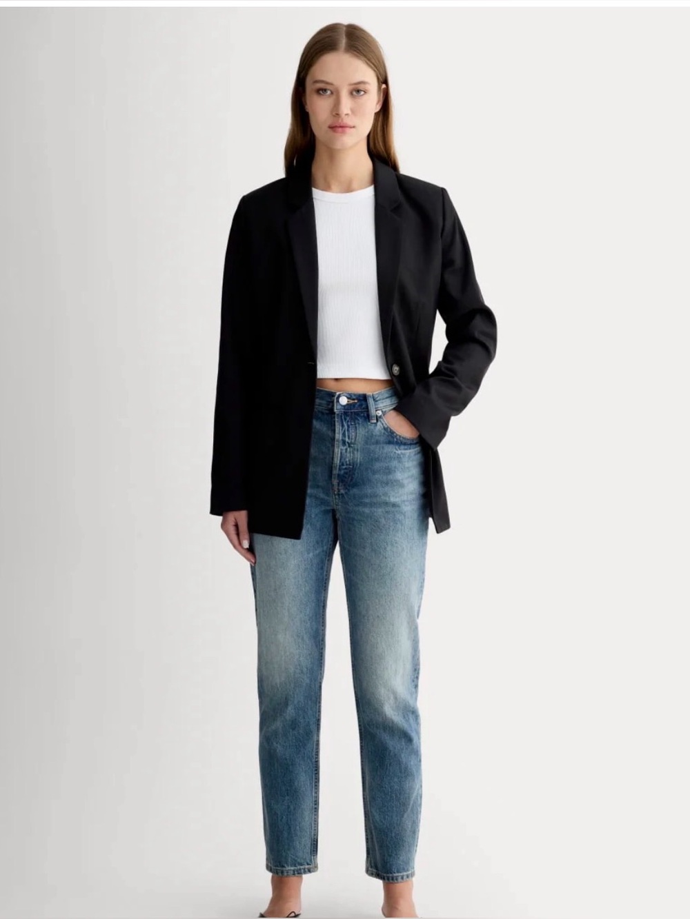 Everlane 90s cheeky jeans in mid dark Blue Denim sz 27 ankle